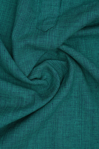 Chinese Collar Plain Peacock Green Cotton Long Kurta