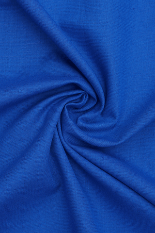 Chinese Collar Plain Royal Blue Cotton Long Kurta