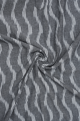 Chinese Collar Stripes Steel Grey Ikat Cotton Long Kurta