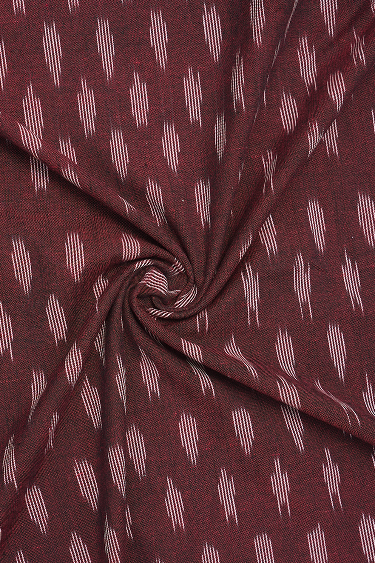 Chinese Collar Stripes Design Maroon Ikat Cotton Long Kurta