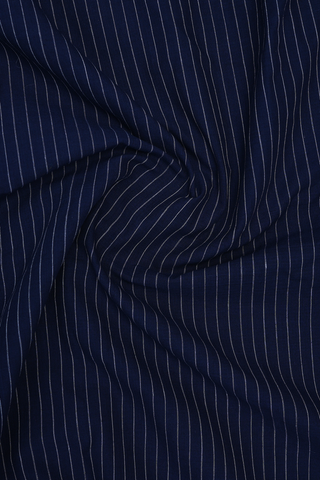 Chinese Collar Stripes Design Navy Blue Cotton Long Kurta
