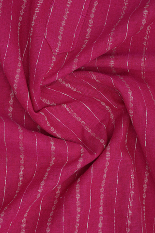 Chinese Collar Stripes Design Rose Red Cotton Long Kurta