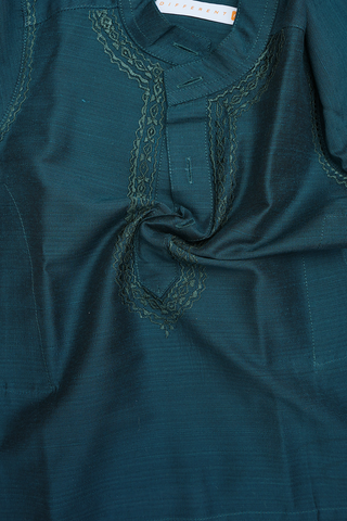 Chinese Collar Teal Blue Semi Raw Silk Kurta