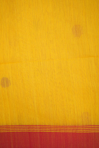 Circle Threadwork Buttas Honey Yellow Bengal Cotton Saree