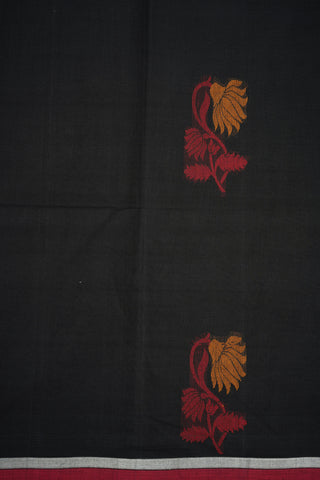 Thamarai Floral Design Black Coimbatore Cotton Saree