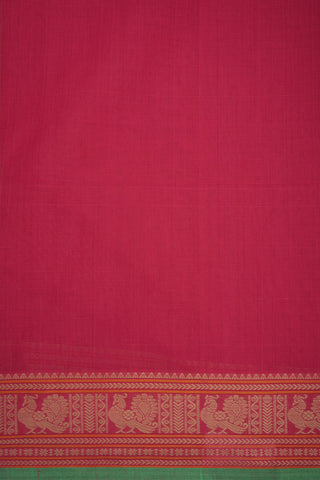 Allover Checked Floral Design Chilly Red Coimbatore Cotton Saree