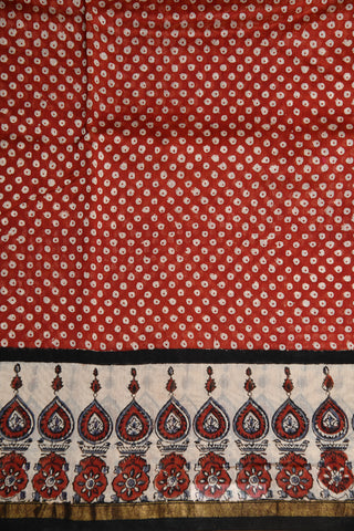Contrast Border Dots Design Maroon Maheswari Cotton Saree