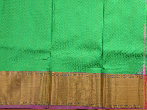 Contrast Border Jade Green Kanchipuram Silk Pavadai Sattai Material
