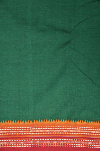 Contrast Border Forest Green Dharwad Cotton Saree