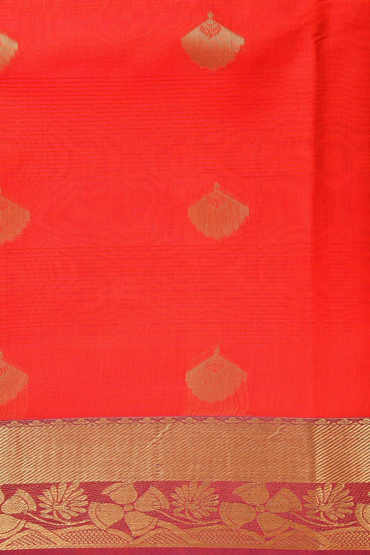 Contrast Border With Red Kora Silk Cotton Saree
