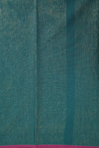 Contrast Pallu Indigo Blue Kora Silk Cotton Saree