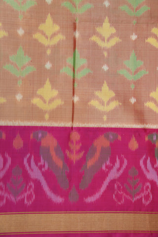 Contrast Bavanchi Border With Floral Design Beige Soft Silk Saree