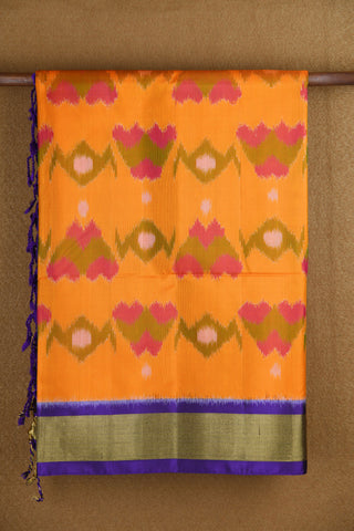 Ikat Design Marigold Orange Soft Silk Saree