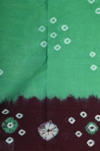 Contrast Big Border Bandhani Printed Parrot Green Sungudi Cotton Saree