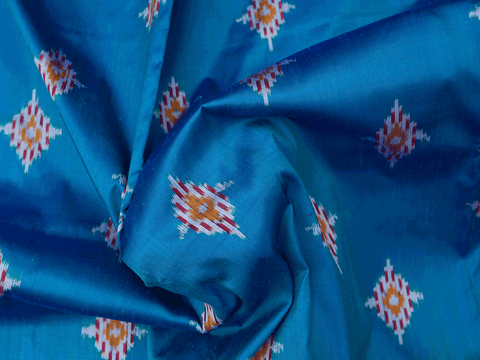 Contrast Big Border Blue Pochampally Pavadai Sattai Material