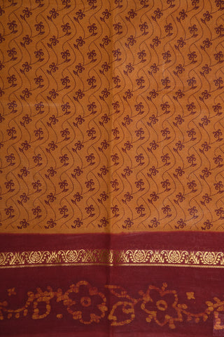 Contrast Big Border With Allover Design Printed Biscuit Brown Sungudi Cotton Saree