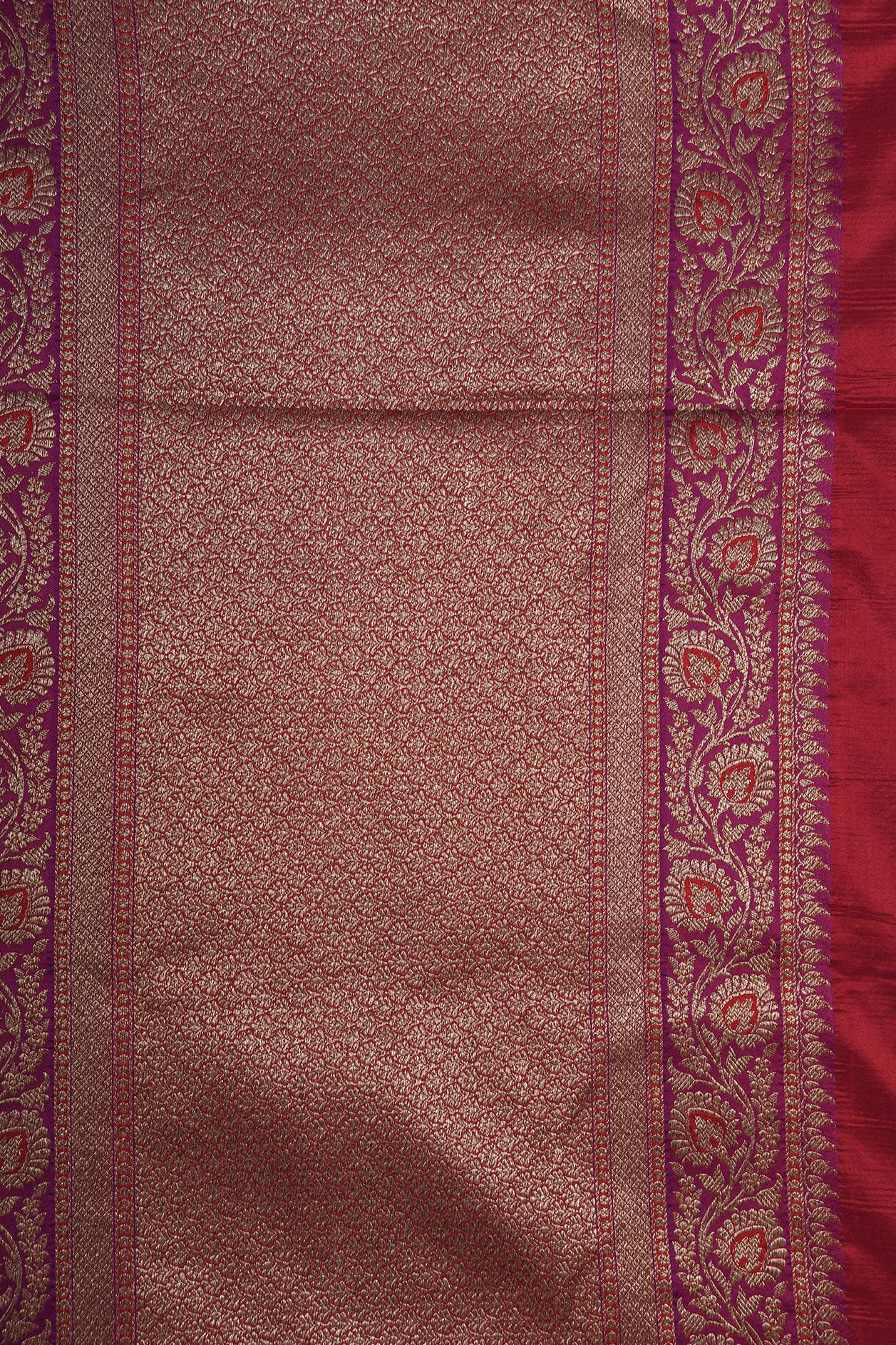 Contrast Border Antique Zari With Floral Design Maroon Banaras Silk Saree