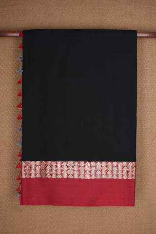 Contrast Border Black Bengal Cotton Saree