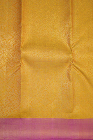 Zari Border In Brocade Honey Yellow Kanchipuram Silk Saree