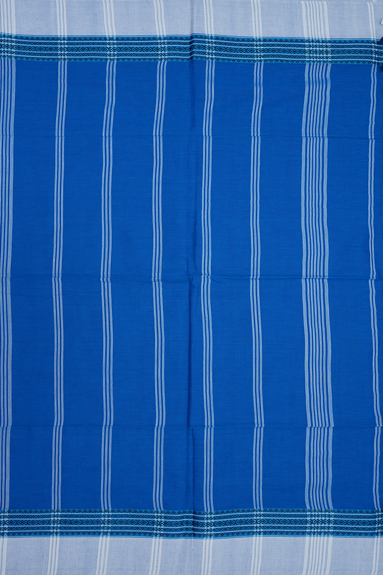 Contrast Border Cobalt Blue Bengal Cotton Saree