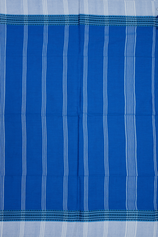 Contrast Border Cobalt Blue Bengal Cotton Saree