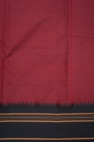 Contrast Border Crimson Red Dharwad Cotton Saree