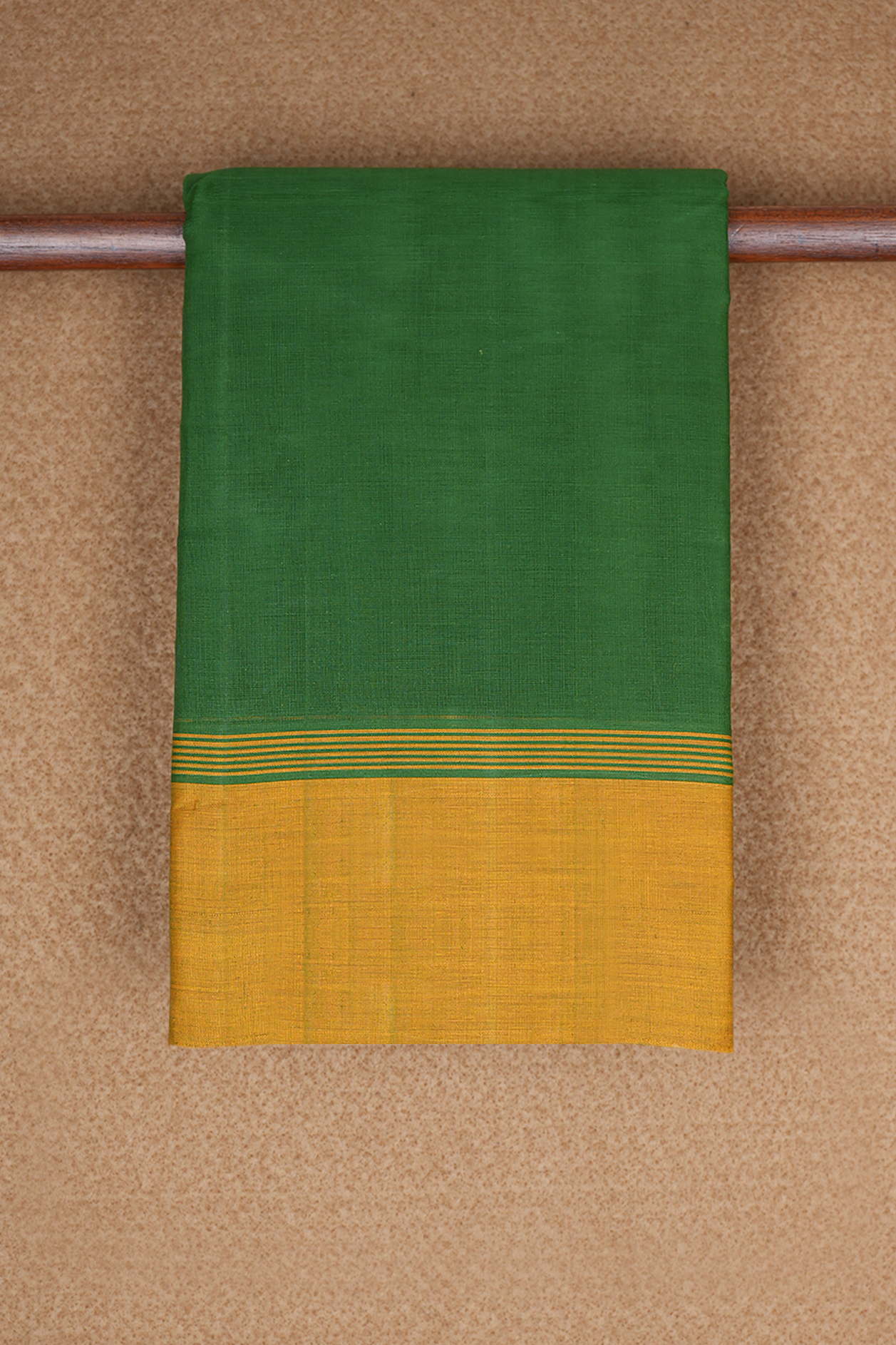 Contrast Border Plain Emerald Green Kanchi Cotton Saree