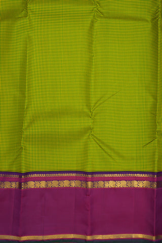 Contrast Border Green And Yellow Kanchipuram Silk Saree