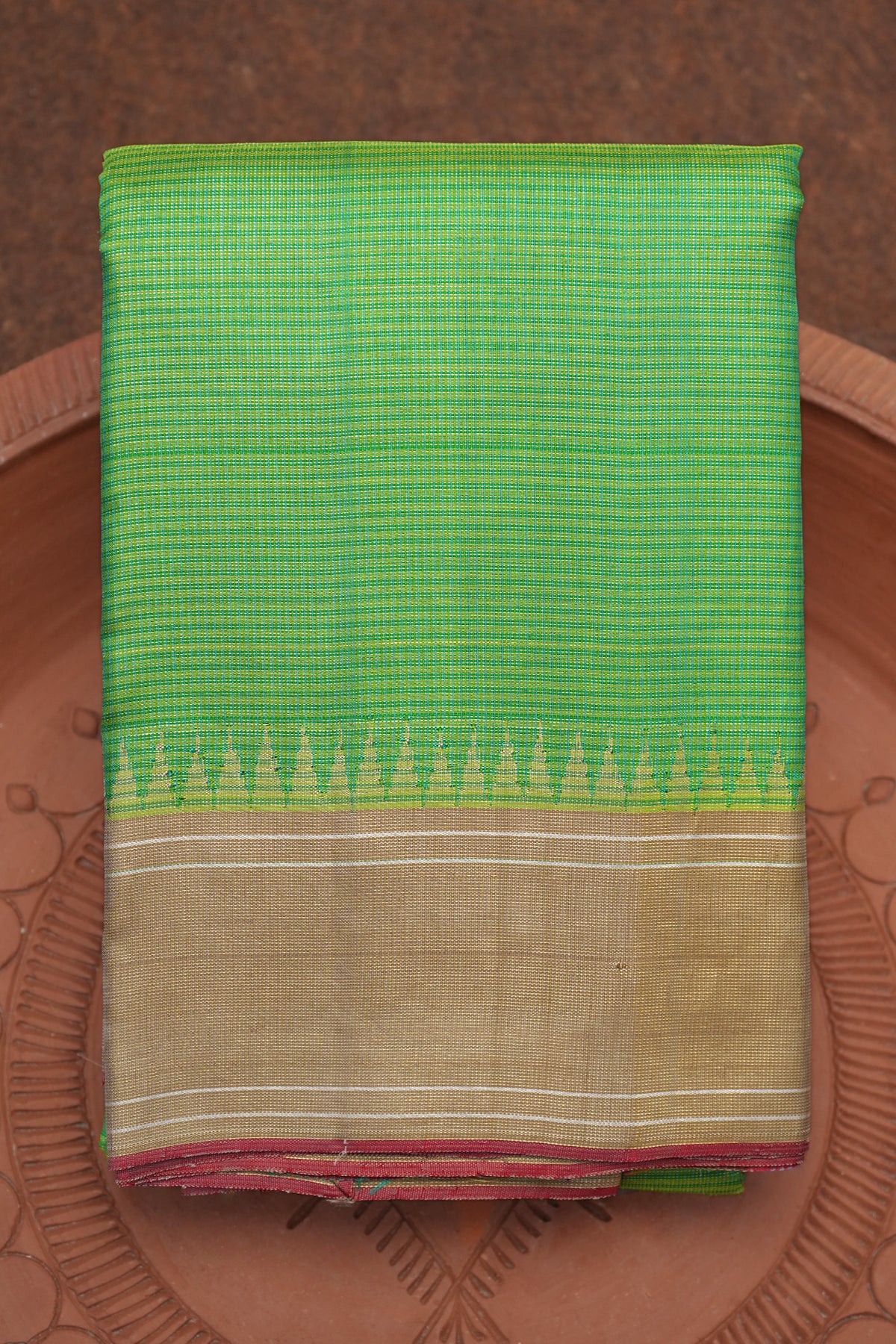 Contrast Border Green Kanchipuram Silk Saree