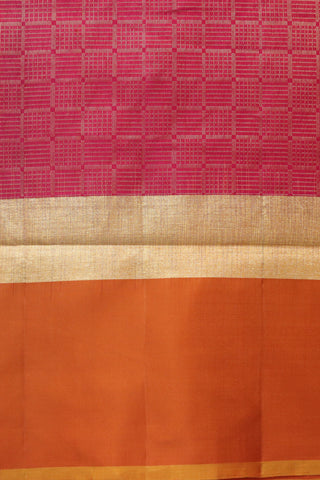 Contrast Border In Checks Magenta Soft Silk Saree
