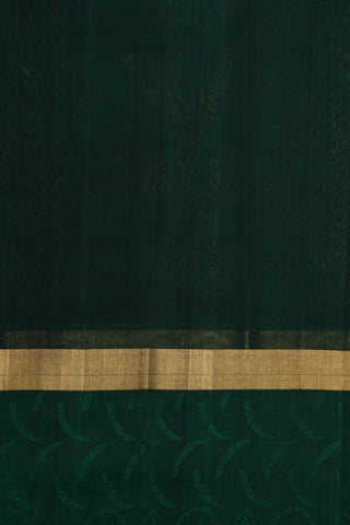 Contrast Border In Buttis Mehandi Green Kora Silk Cotton Saree