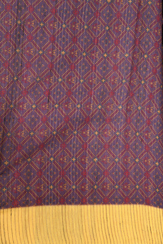 Contrast Border In Geometric Pattern Purple Tussar Jute Silk Saree