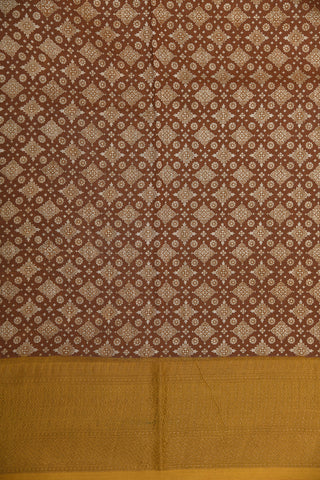 Contrast Border In Paisley Printed Cream Color Chanderi Cotton Saree