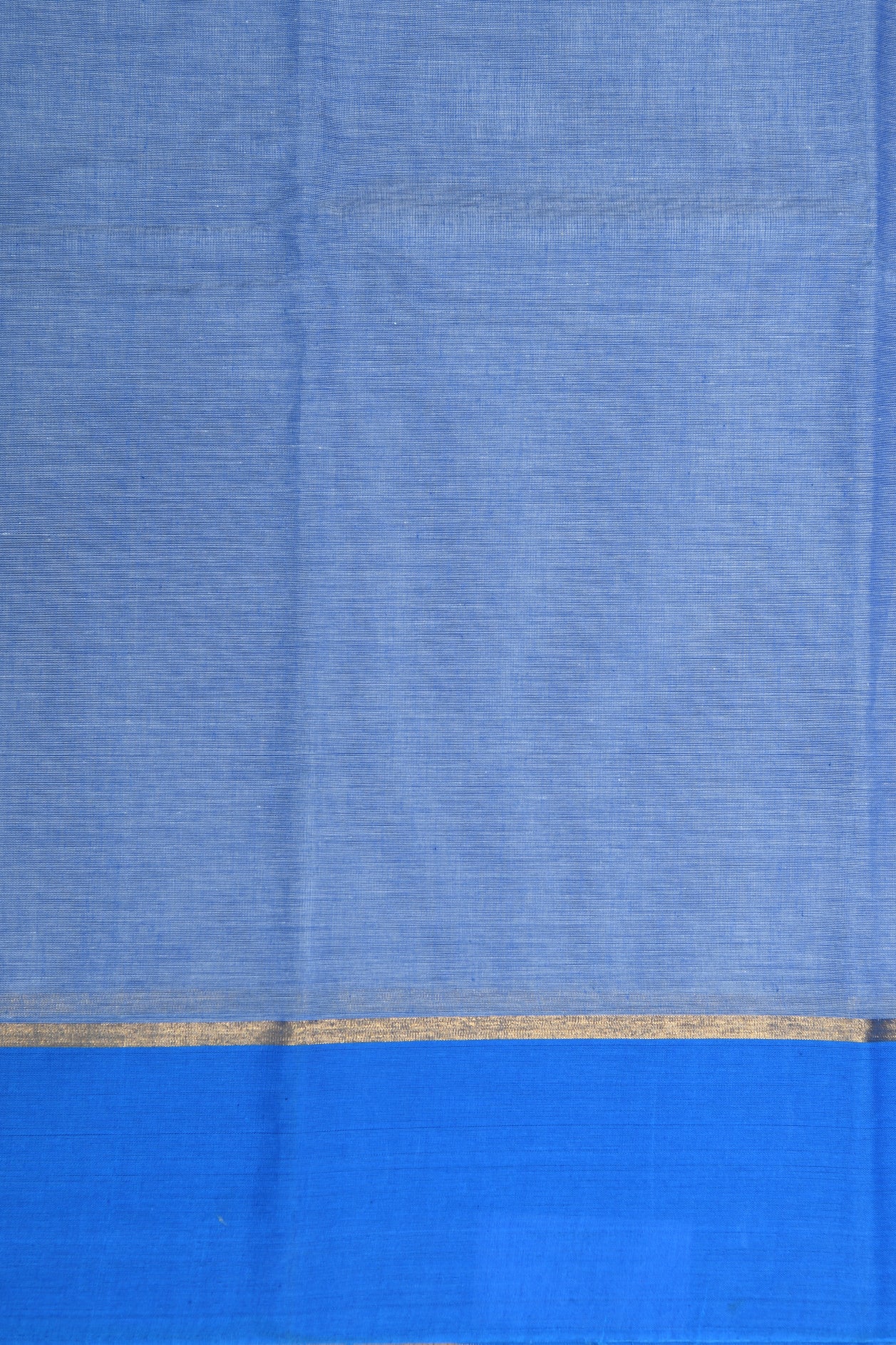 Contrast Border In Plain Denim Blue Kanchi Cotton Saree