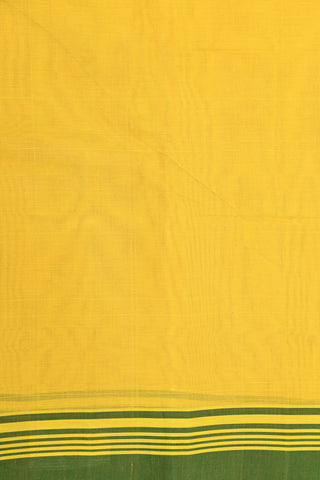 Contrast Border In Plain Deep Yellow Kanchi Cotton Saree