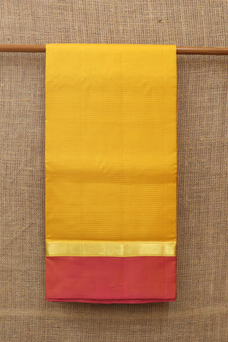 Contrast Border In Plain Mango Yellow Nine Yards Kanchipuram Silk Saree