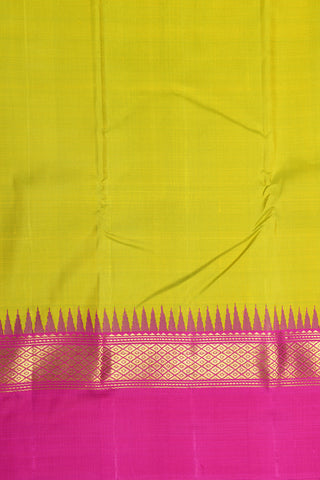 Contrast Border In Plain Yellow Kanchipuram Silk Saree