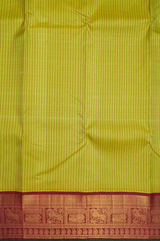 Contrast Korvai Zari Border Lemon Yellow Mathappu Collection
