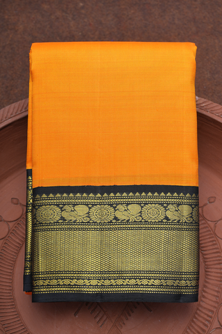 Korvai Zari Border Marigold Orange Kanchipuram Silk Saree