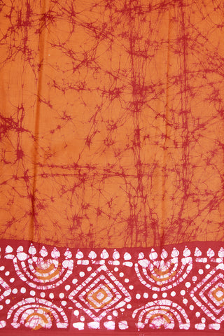 Contrast Border Marigold Orange Printed Cotton Saree
