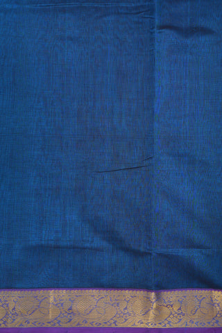 Contrast Border Peacock Blue Nine Yards Silk Cotton Saree