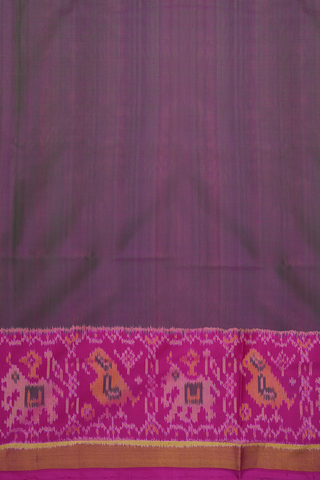 Contrast Border Plain Berry Purple Patola Silk Saree