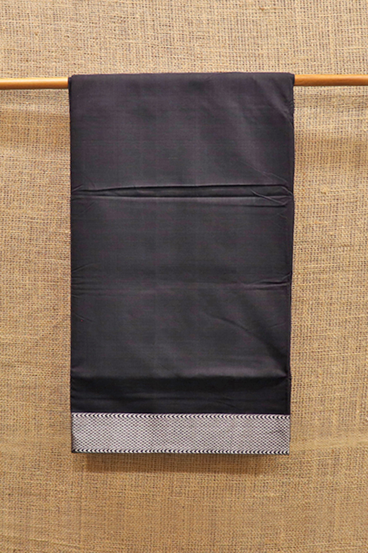 Contrast Border Plain Black Mangalagiri Cotton Saree