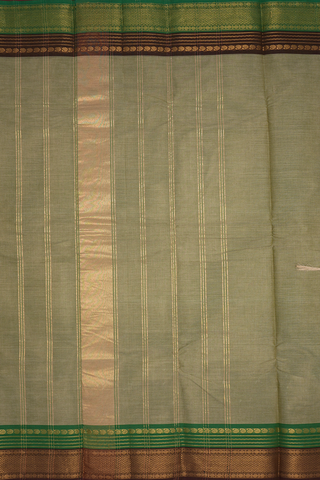 Contrast Border Plain Cardamom Green Chettinadu Cotton Saree