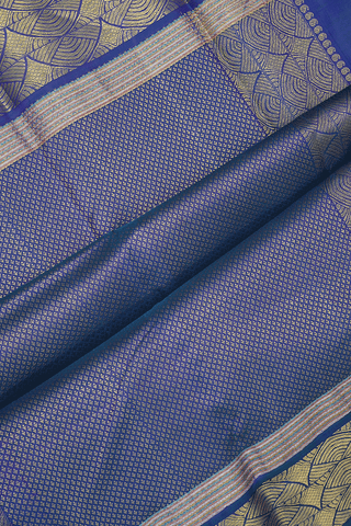 Contrast Border Plain Cerulean Blue Kanchipuram Silk Saree