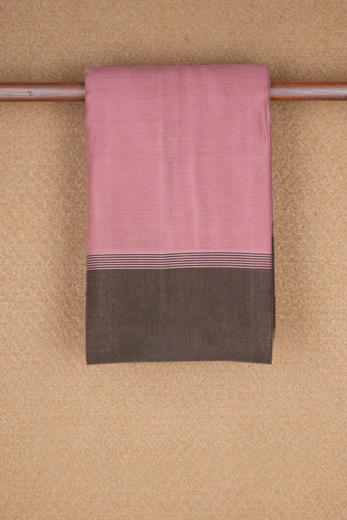 Contrast Border Plain Dusty Pink Kanchi Cotton Saree