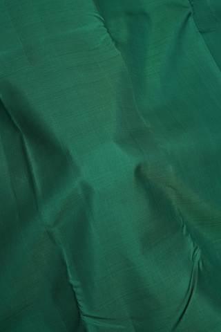 Contrast Border Plain Emerald Green Kanchipuram Silk Saree