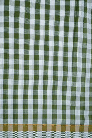 Contrast Border Plain Fern Green Mangalagiri Cotton Saree
