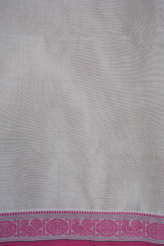 Contrast Border Plain Greyish Beige Coimbatore Cotton Saree
