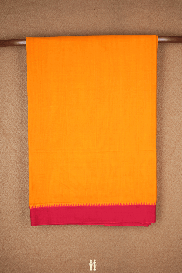 Contrast Border Plain Honey Orange Mangalagiri Cotton Saree